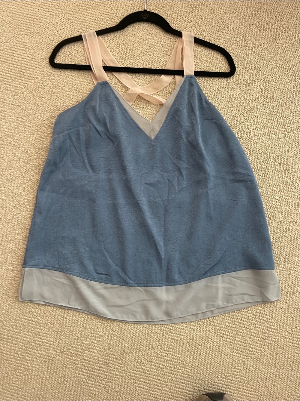 Floreat Light Blue V-Neck Cami with Cream Strappy Back